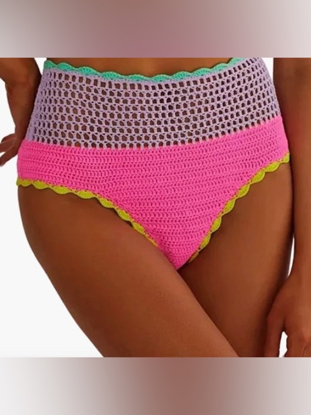 NWT Beach Riot Andy-Wyatt Crochet High-Waist Bikini Bottoms